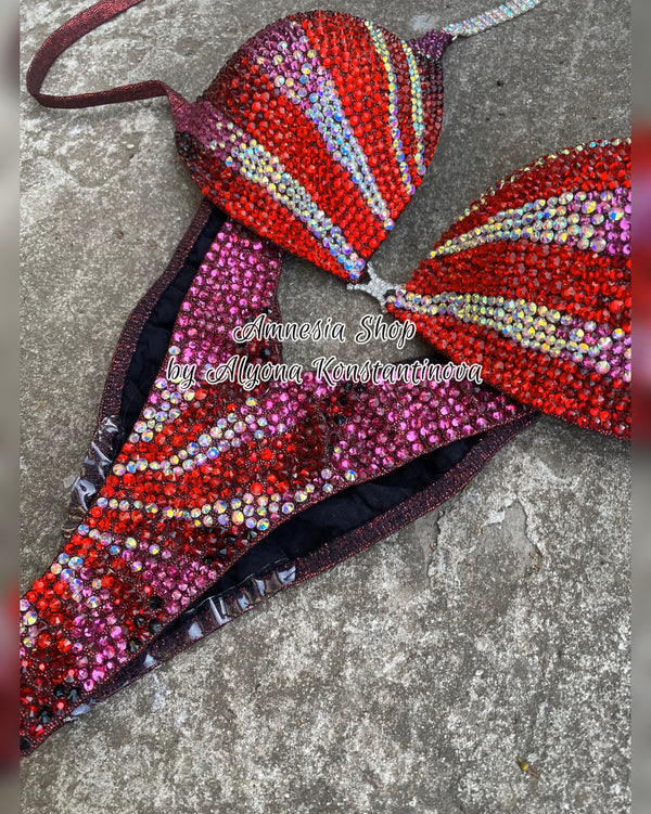 Pink Fitness Bikini - Competition Bikini Set - NPC - IFBB - Figure Competition Suit - Posing Suit - Wellness Bikini