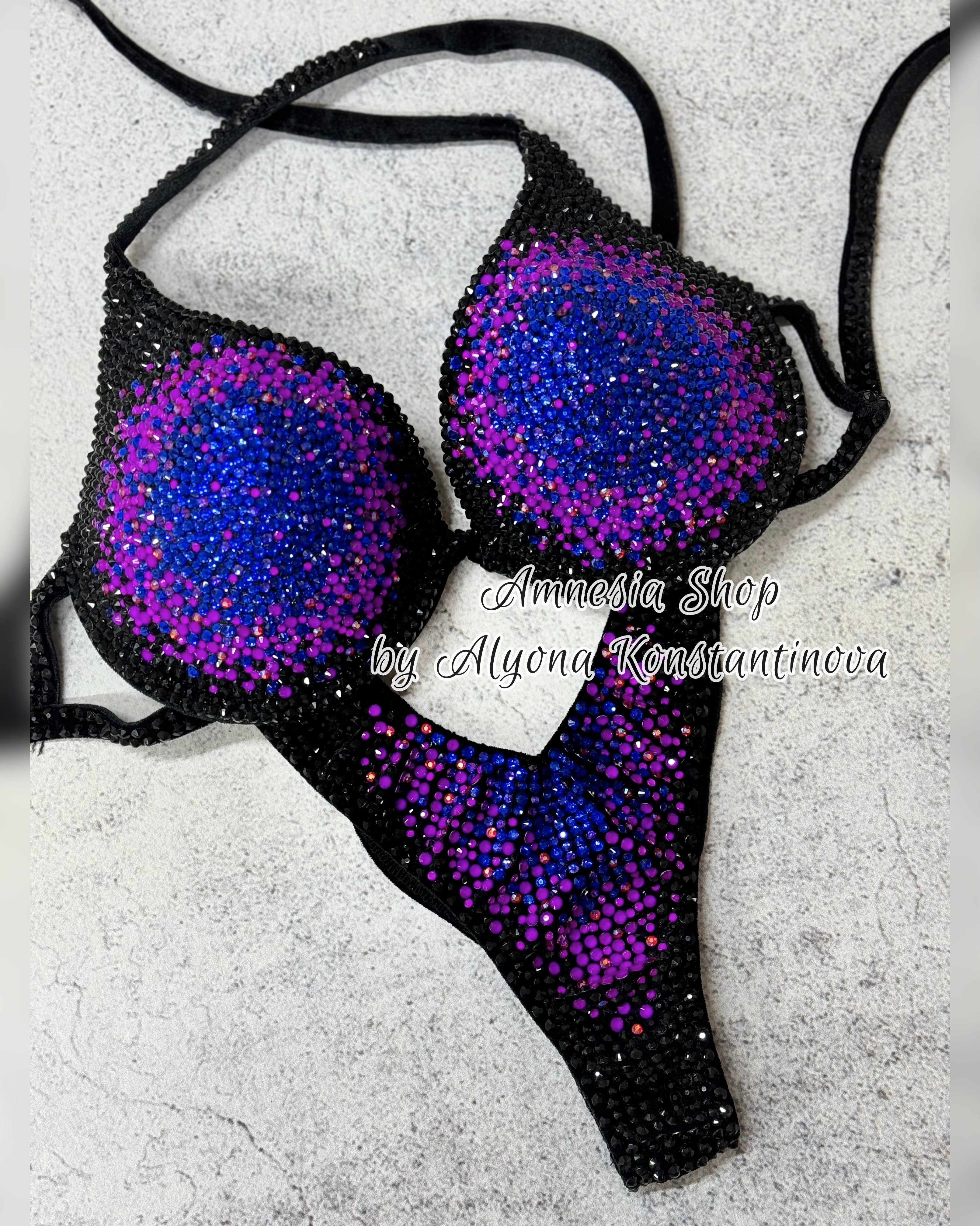 Neon Fitness Bikini - IFBB Competition Bikini - Crystal Competition Bikini Suit - Posing Suit - Fitness Suit - Figure Bikini - Posing Bikini (Copy)