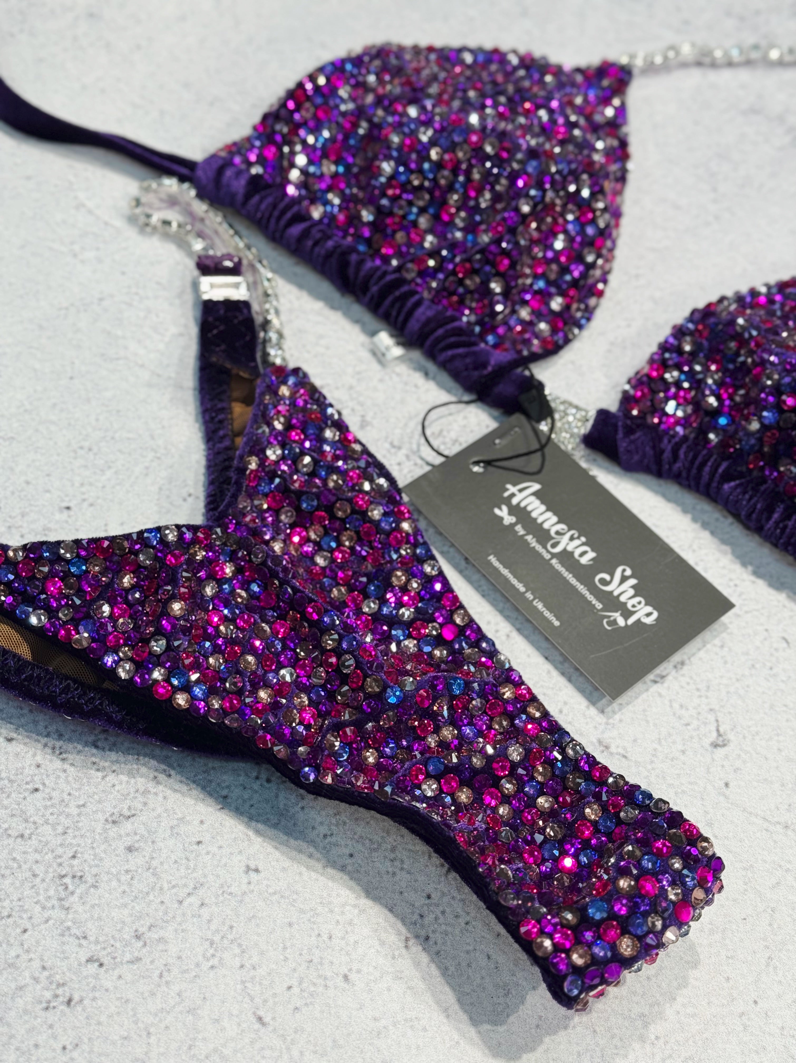 Violet Fitness Bikini - Competition Bikini Set - Figure Fitness - NPC - IFBB - Velvet Figure Competition Suit - Posing Suit - Wellness Bikini