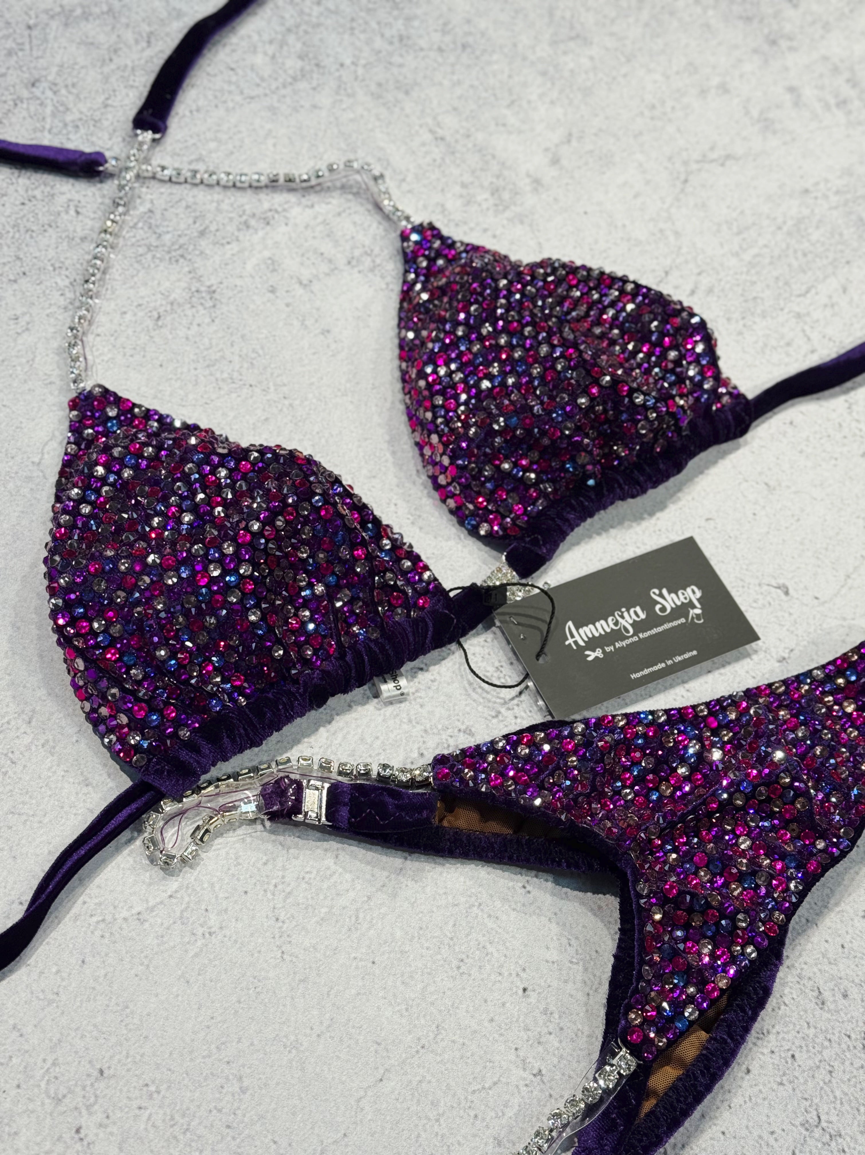Violet Fitness Bikini - Competition Bikini Set - Figure Fitness - NPC - IFBB - Velvet Figure Competition Suit - Posing Suit - Wellness Bikini