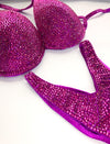 Fuchsia Bikini Suit - Competition Bikini Set - Rhinestone Fitness - IFBB - WBFF - Figure Competition Suit - Swarosvki Rhinestones - Amnesia Shop