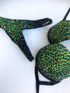 Green Competition Bikini Set - Rhinestone Fitness - IFBB - WBFF - Figure Competition Suit - Posing Suit - Swarosvki Rhinestones Bodybuilding - Amnesia Shop