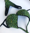 Green Competition Bikini Set - Rhinestone Fitness - IFBB - WBFF - Figure Competition Suit - Posing Suit - Swarosvki Rhinestones Bodybuilding - Amnesia Shop