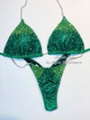 Green Competition Bikini Set - NPC - IFBB - WBFF - Figure Competition Suit - Posing Suit - Swarovski Bodybuilding - Wellness Bikini