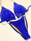 Blue Competition Bikini Set - Rhinestone Fitness - NPC bikini suit - IFBB - Figure Competition Suit - Posing Suit - Swarovski Bodybuilding