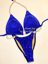 Blue Competition Bikini Set - Rhinestone Fitness - NPC bikini suit - IFBB - Figure Competition Suit - Posing Suit - Swarovski Bodybuilding