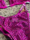 Pink Competition Bikini Set - Rhinestone Fitness - NPC Bikini Suit - IFBB - Figure Competition Suit - Posing Suit - Swarovski Bodybuilding