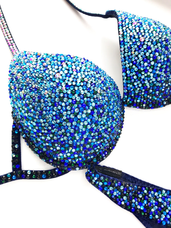 Blue bikini - Fitness Bikini - Bikini Suit - Bodybuilding Bikini - Crystal Bikini - IFBB Competition Bikini - Amnesia Shop