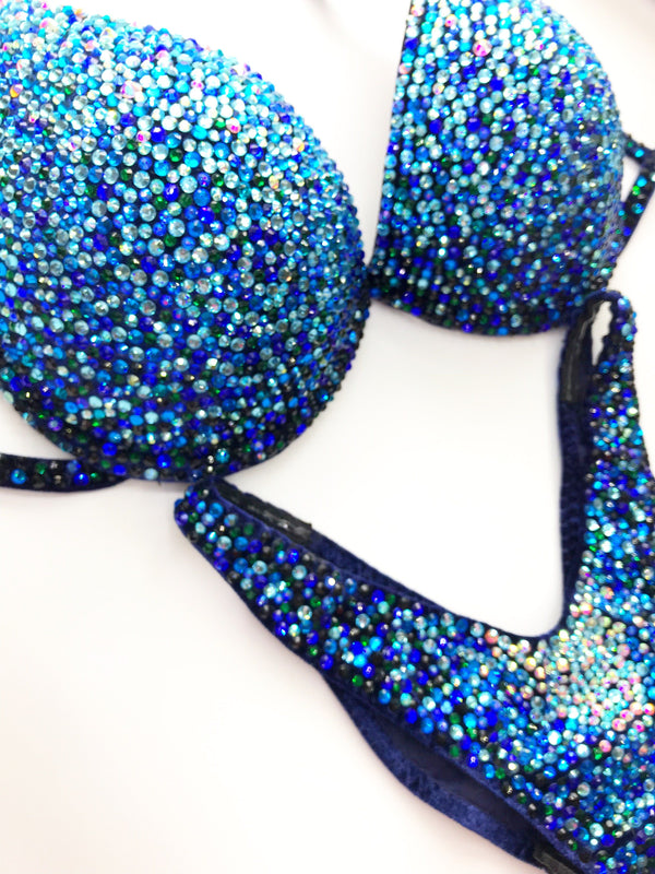 Blue bikini - Fitness Bikini - Bikini Suit - Bodybuilding Bikini - Crystal Bikini - IFBB Competition Bikini - Amnesia Shop
