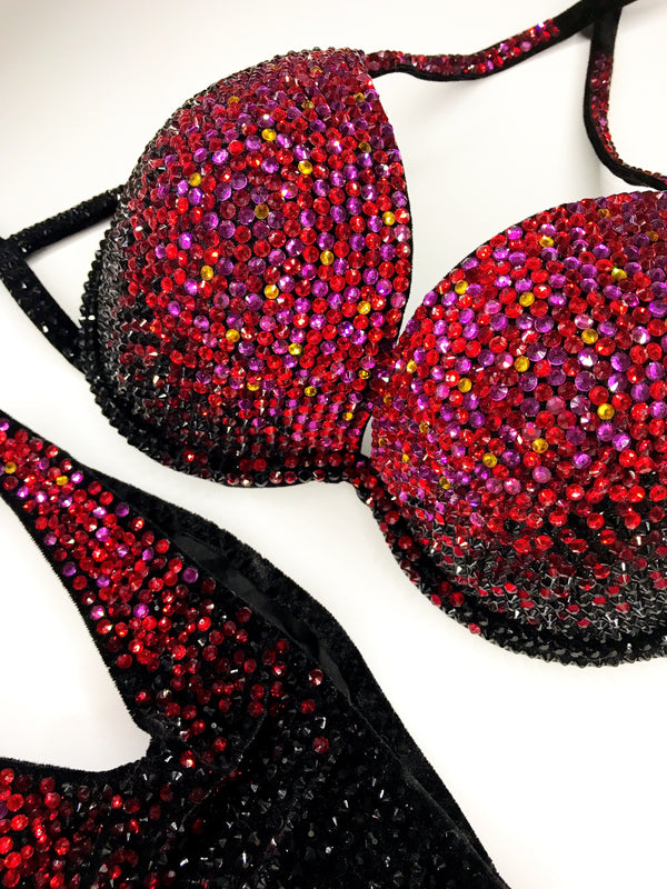 Red Bikini - Bikini Gradient - Competition Bikini - Bikini Suit - IFBB Bikini Suit - Clothing Bikini - Amnesia Shop