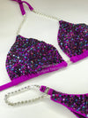 Lilac Fitness Bikini - Competition Bikini Set - Figure Fitness - NPC - Velvet Figure Competition Suit - Posing Suit - Wellness Bikini