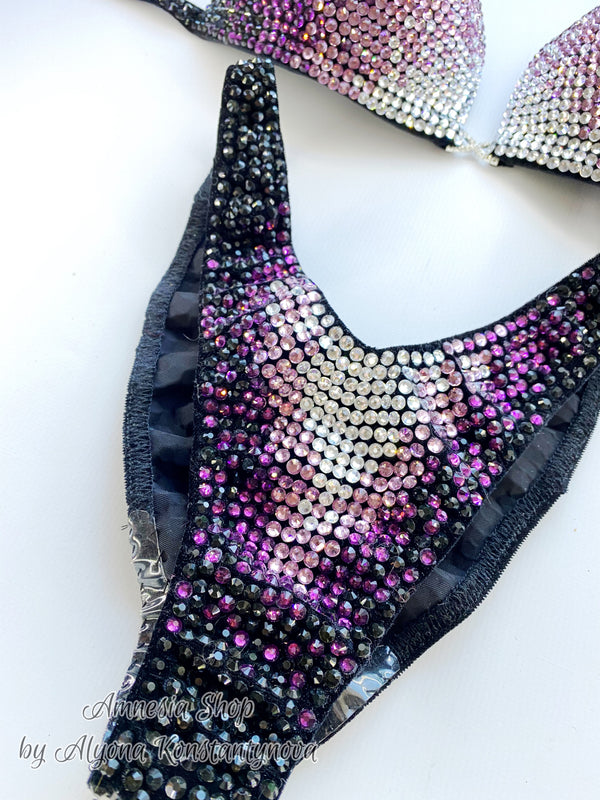 Violet Silver Fitness Bikini - Competition Bikini Set - Figure Fitness - NPC - IFBB - Velvet Figure Competition Suit - Posing Suit - Wellness Bikini